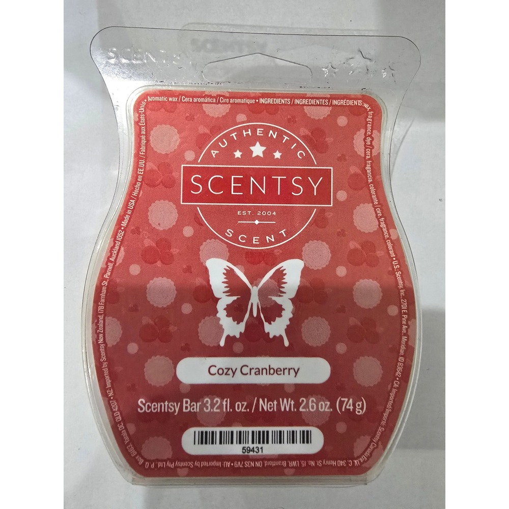Scentsy Bar Cozy Cranberry Wax Melt 3.2 oz Home Fragrance Retired